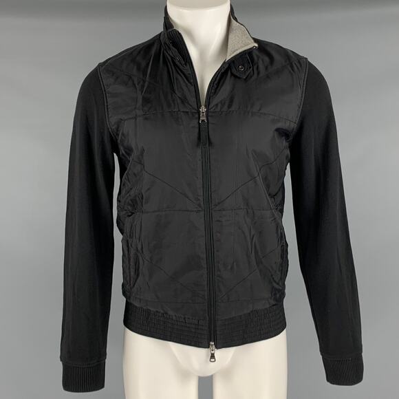 HUGO BOSS Size S Black Mixed Fabrics Cotton Nylon Zip Up Jacket - Picture 1 of 9